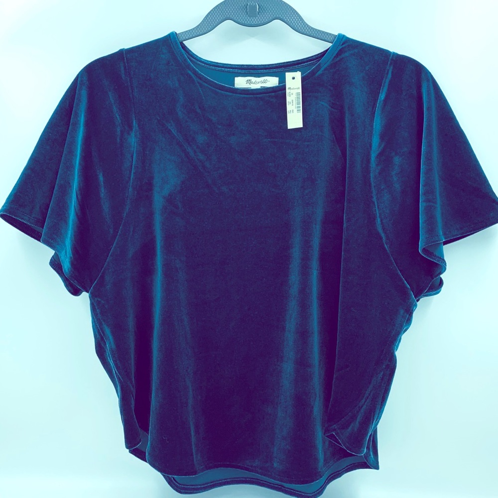 MADEWELL Indigo Blue Velvet Butterfly Top